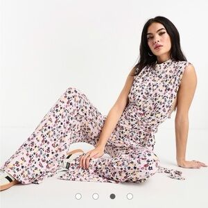 Free people vibe check Floral Sleeveless Jumpsuit